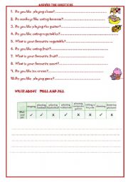 English worksheet: answer the questions