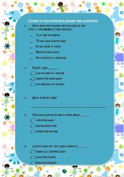 English worksheet: Science class- listening activity