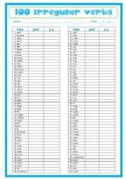 100 Irregular Verbs - Practising the Past Simple