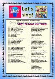 English Worksheet: > Glee Series: Season 2! > SONGS FOR CLASS! S02E03 *.* THREE SONGS *.* FULLY EDITABLE WITH KEY! *.* PART 1/2