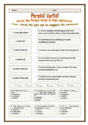 > Phrasal Verbs Practice 08! > --*-- Definitions + Exercise --*-- BW Included --*-- Fully Editable With Key!