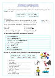 English Worksheet: ADVERBS OF MANNER