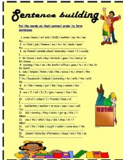 English Worksheet: sentence building