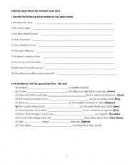 English Worksheet: Passive voice in presenta and past