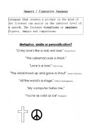 English Worksheet: Imagery / figurative language