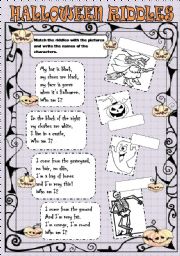 English Worksheet: halloween riddles