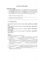 English Worksheet: Little, few, a little and a few