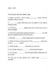 English Worksheet: some and any 