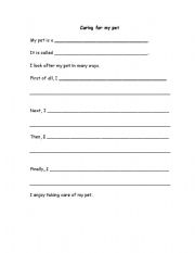 English Worksheet: Caring for My Pet