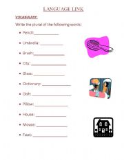 English worksheet: Language Link - Plurals