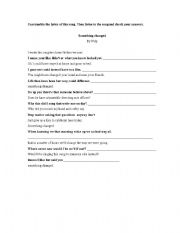 English Worksheet: Unscramble the song. 