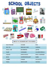 English Worksheet: SCHOOL OBJECTS