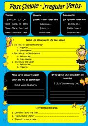 English Worksheet: Past simple irregular verbs
