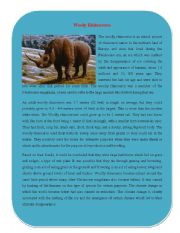 English Worksheet: Extinct Animal Part 1 ( Wooly Rhinoceros)