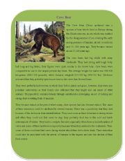 English Worksheet: Extinct Animal Part 2 ( Cave Bear)