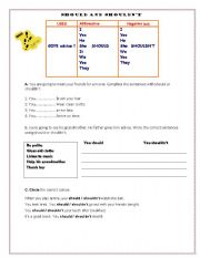 English Worksheet: Should and Must