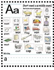 English Worksheet: ABC - letter a as middle sound