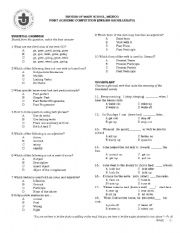 English Worksheet: BASIC GRAMMAR, READING COMPREHENSION, PHRASAL VERB