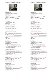 English worksheet: Back to you - John Mayer