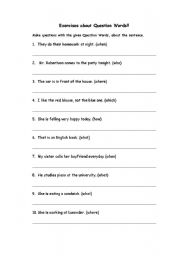 English worksheet: WH words