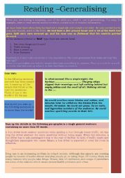 English Worksheet: Generalising the details.