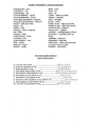 English worksheet: Family Members