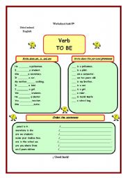 English Worksheet: verb to be 