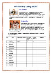 English Worksheet: Dictionary Using Skill