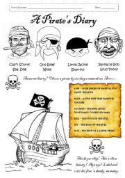 English Worksheet: A Pirates Diary, pages 1 and 2