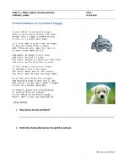 English Worksheet: Elements of Poetry (Read poem & find metaphor, alliteration, onomatopoeia, simile...)