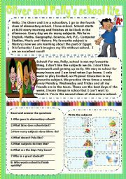 English Worksheet: oliver and polly�s school life