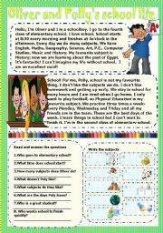 English Worksheet: oliver and pollys school life