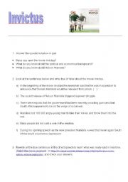 English Worksheet: Invictus - Movie activity - What Mandela said