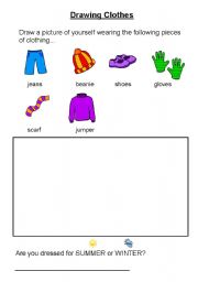 English worksheet: Drawing Clothes