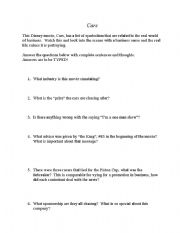 English Worksheet: Cars - The Movie - Business Education Questions