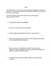 English worksheet: Cars - The Movie - Business Education Questions