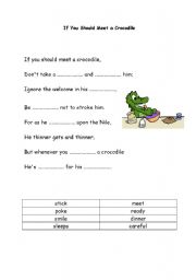 English worksheet: If you should meet a crocodile poem