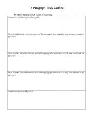 English Worksheet: 5 Paragraph Essay Outline