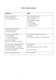 English Worksheet: Polite/ Formal telephone language