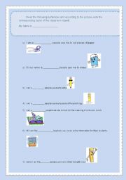 English worksheet: Classroom objects