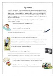 English worksheet: ING Clauses