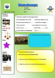 English Worksheet: stonehenge handout