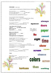 English Worksheet: FIREWORK - song activity