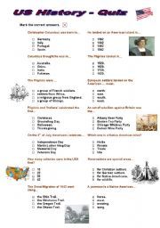 English Worksheet: US History Quiz (Multiple Choice)