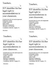 English Worksheet: reader accommodations