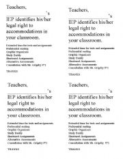 English worksheet: reader accommodations