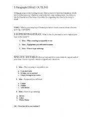 English Worksheet: 5 Paragraph Essay Outline 