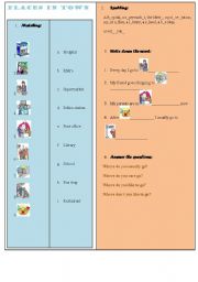 English Worksheet: Places in town (vocabulary)