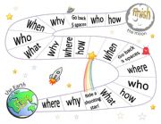 English Worksheet: Question practice board game  --space theme