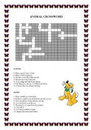 English Worksheet: Animal Crossword